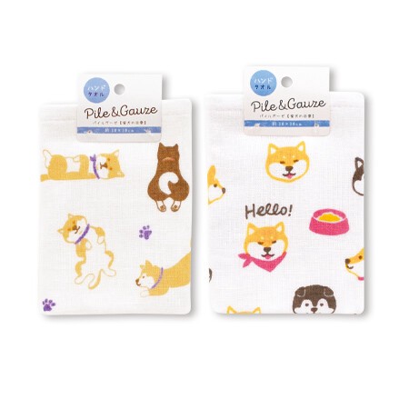 Khăn mặt cotton 2 lớp mẫu chú chó Shiba