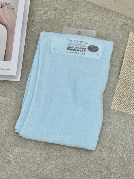 Khăn mặt cotton dáng dài siêu mịn Okazaki 34x76cm (màu xanh)