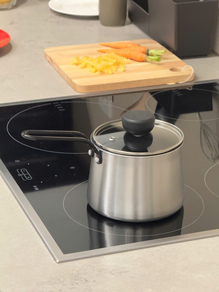 Quánh chống dính phủ inox 3 lớp liền đáy Tri-Ply Todaii - 12cm thành cao, nắp kính