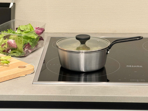 Quánh chống dính phủ inox 3 lớp liền đáy Tri-Ply Todaii - 16cm mini, nắp kính