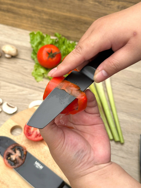 Dao gọt inox phủ chống dính nguyên khối Mirai (dài dao 21cm, lưỡi 10.2cm)