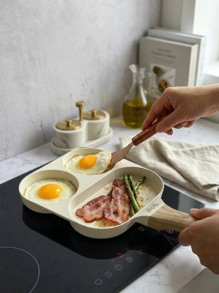 Chảo vuông nhôm đúc chia 3 ngăn chống dính Todaii 18.5cm