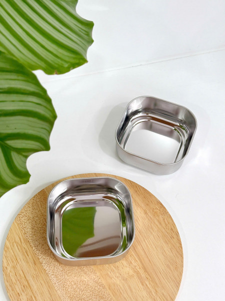 Hộp inox đựng thực phẩm có nắp dáng vuông Echo 10x10cm