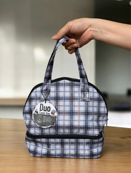 Túi đựng cơm giữ nhiệt 2 tầng Duo Cooler Bag (caro xanh nhạt)