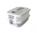 Set 2 hộp nhựa nắp dẻo 600ml (màu trắng)