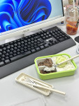 Set đũa thìa dĩa gấp gọn kèm hộp đựng Takeya (màu be)