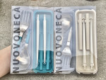 Set đũa thìa dĩa gấp gọn kèm hộp đựng Takeya (màu xanh)