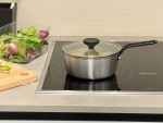 Quánh chống dính phủ inox 3 lớp liền đáy Tri-Ply Todaii - 16cm mini, nắp kính