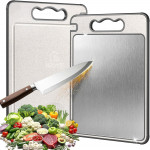 Thớt 2 mặt inox 304 và nhựa lúa mạch PP kháng khuẩn cao cấp Mirai 25x36cm